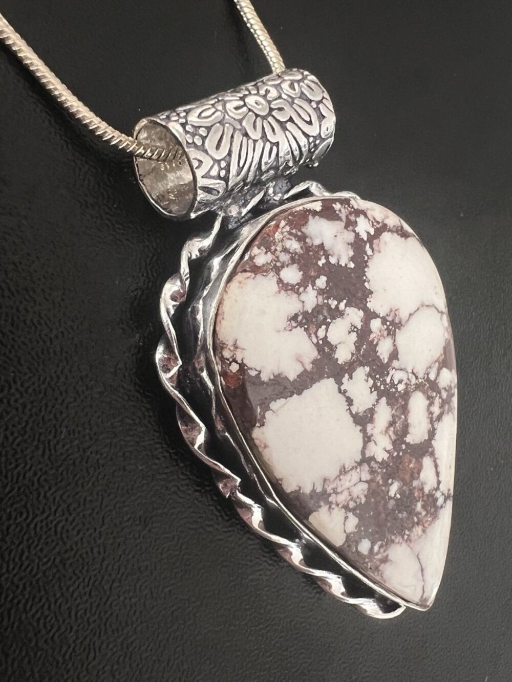 925 Sterling Silver Wild Horse Turquoise Necklace Native American Jewelry